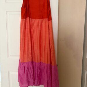 J. Jill Color Block Maxi Tiered Dress 2x Bohemian